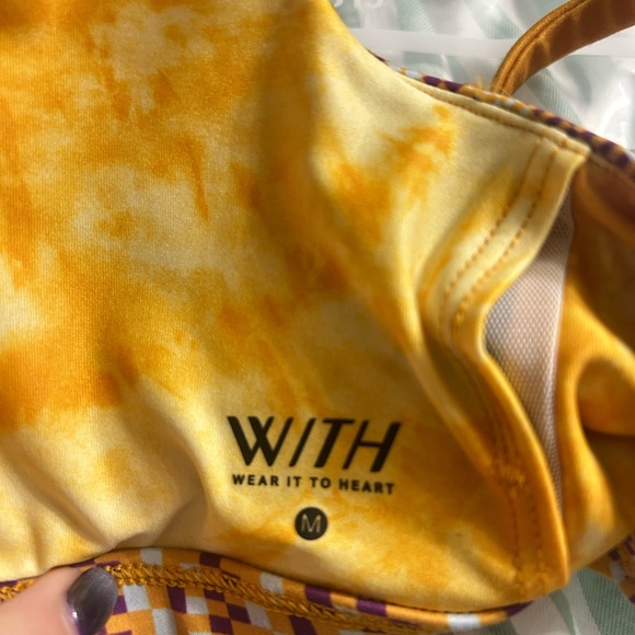 WITH Gaby Strap Back Zipper Sports Bra Turmeric Yellow NWT Medium - Picture 7 of 7